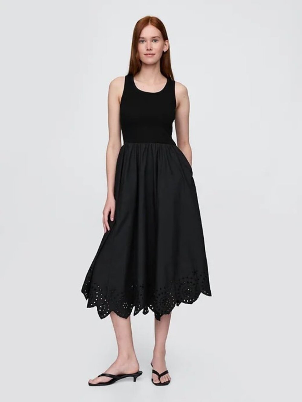 Gap Mixed Media Handkerchief Hem Midi Dress